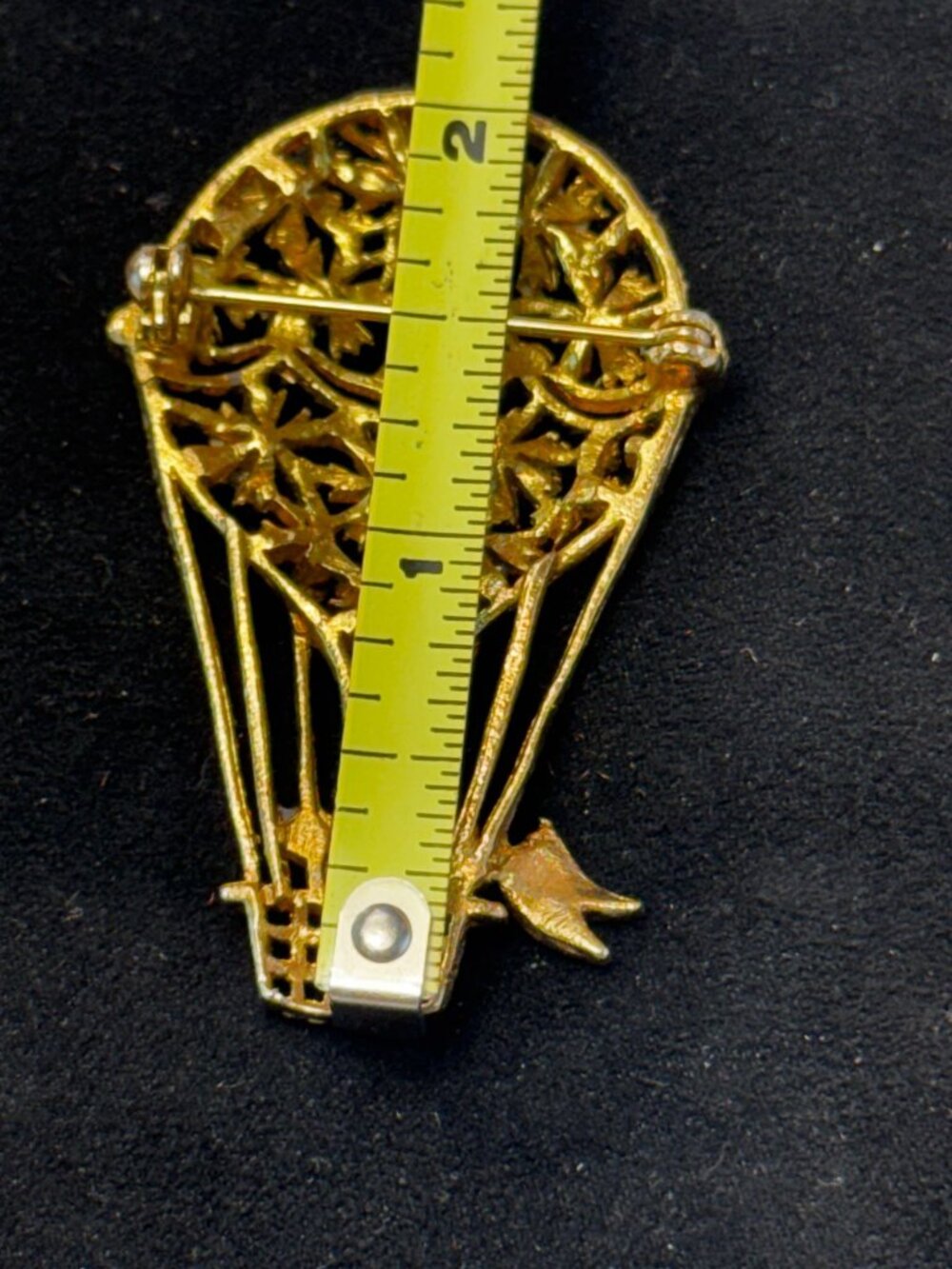 Vintage Hot Air Balloon Brooch Pastel Rhinestone Enamel Gold Tone Figural Pin - Picture 3 of 5